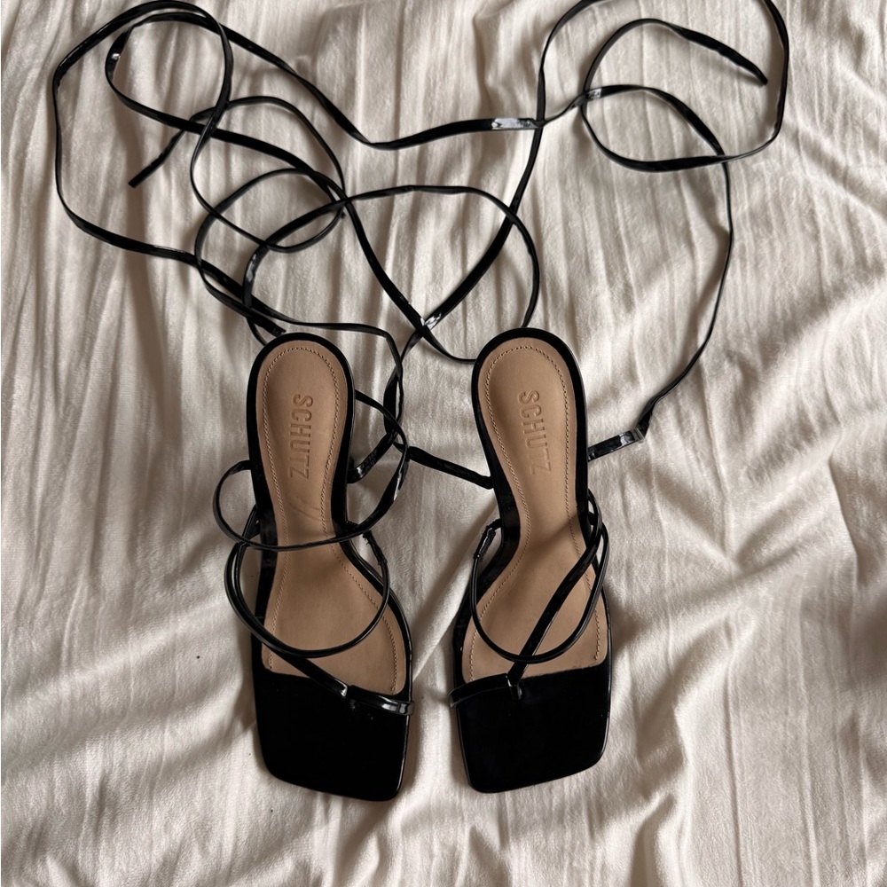 SCHUTZ Black Strappy Sandals